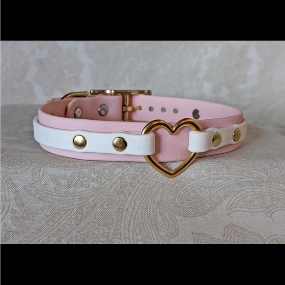 Dolls Kill Jewelry - Heart Necklace/collar pink gold kawaii cute Goth